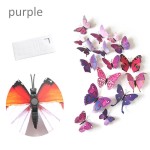 3D butterflies with magnet, house or event decorations, set of 12 pieces, purple color